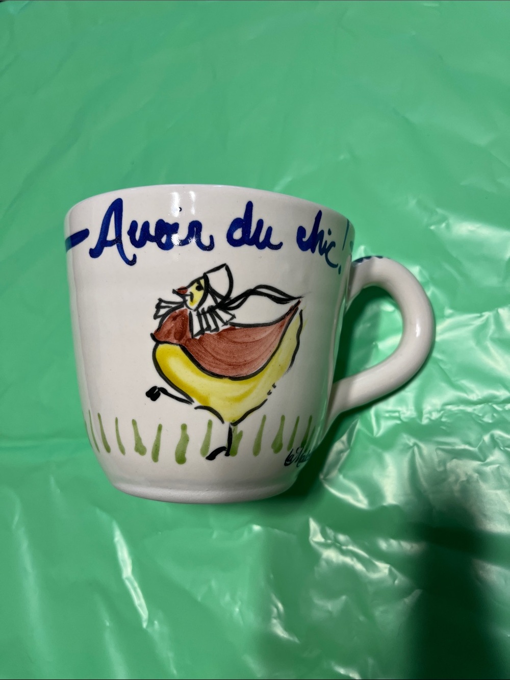 Hand-Painted Yellow & Brown Chicken Ceramic Mug from La Madeline in 🇫🇷